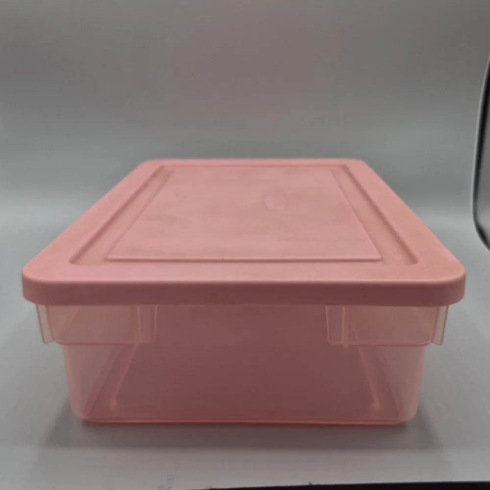 Vintage Rubbermaid 0286 Storage Box ALL Pink Clear Container Plastic Snap Shut‎